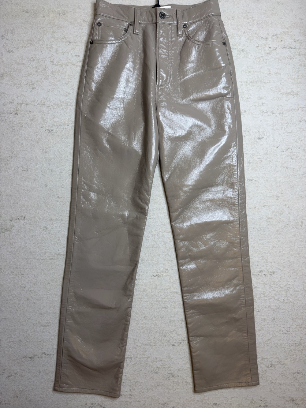 Agolde Recycled Leather 90’s Pinch Waist in Quail Patent Size 23